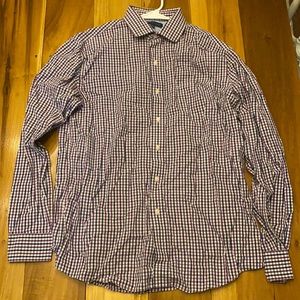 Mens slim Tommy Hilfiger dress shirt purple/navy/white checkered size 16.5 34/35